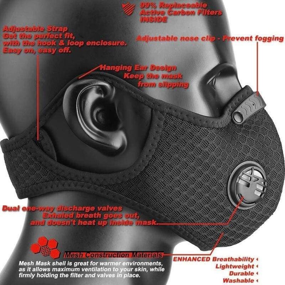 NEW‼️BLACK valve PM2.5 filter head wrap face- mask - Picture 9 of 10